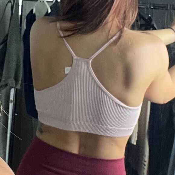 Closie Ribbed Keyhole Loungewear Sports Bra Light Pink Size Small - Picture 3 of 3